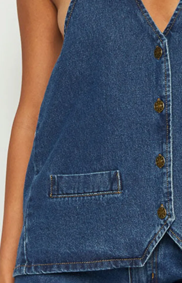 Sleeveless Dark Denim Vest
