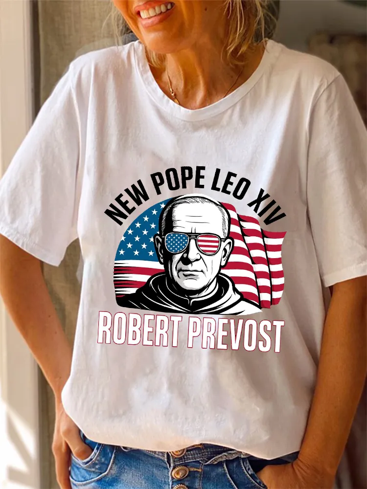 Women'S Honoring The New Pope Leo Xiv Round-Neck Short-Sleeved T-Shirt