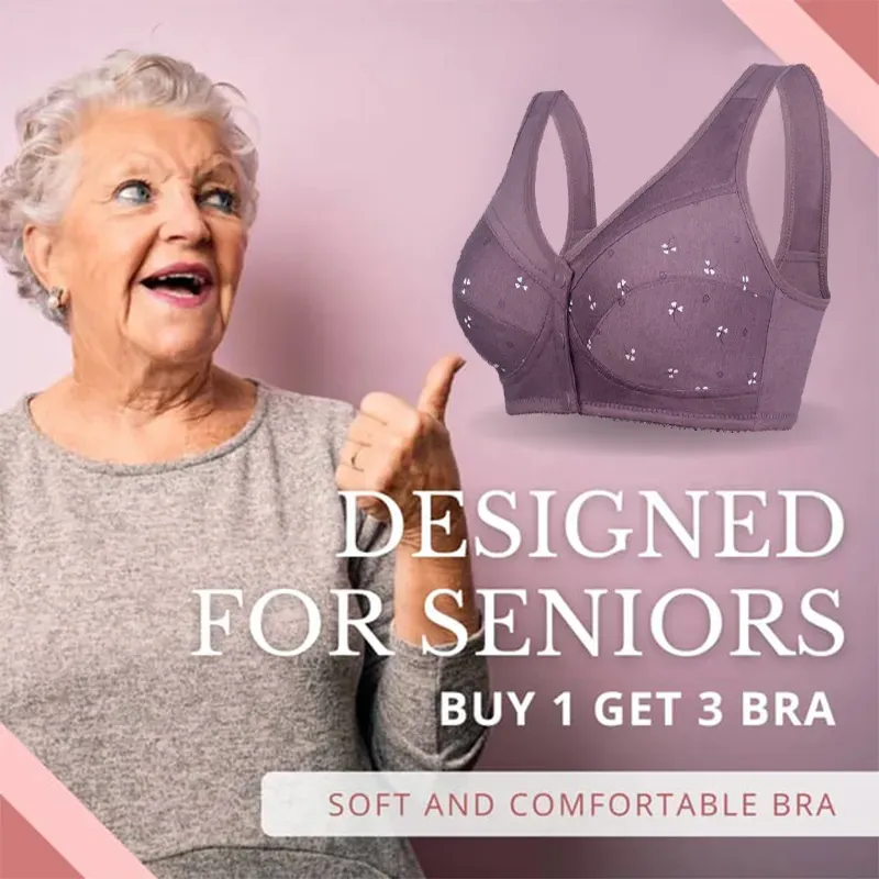 🔥Pay 1 Get 3(3packs)🔥Design for Senior Front Closure Cotton Bra-FREE SHIPPING