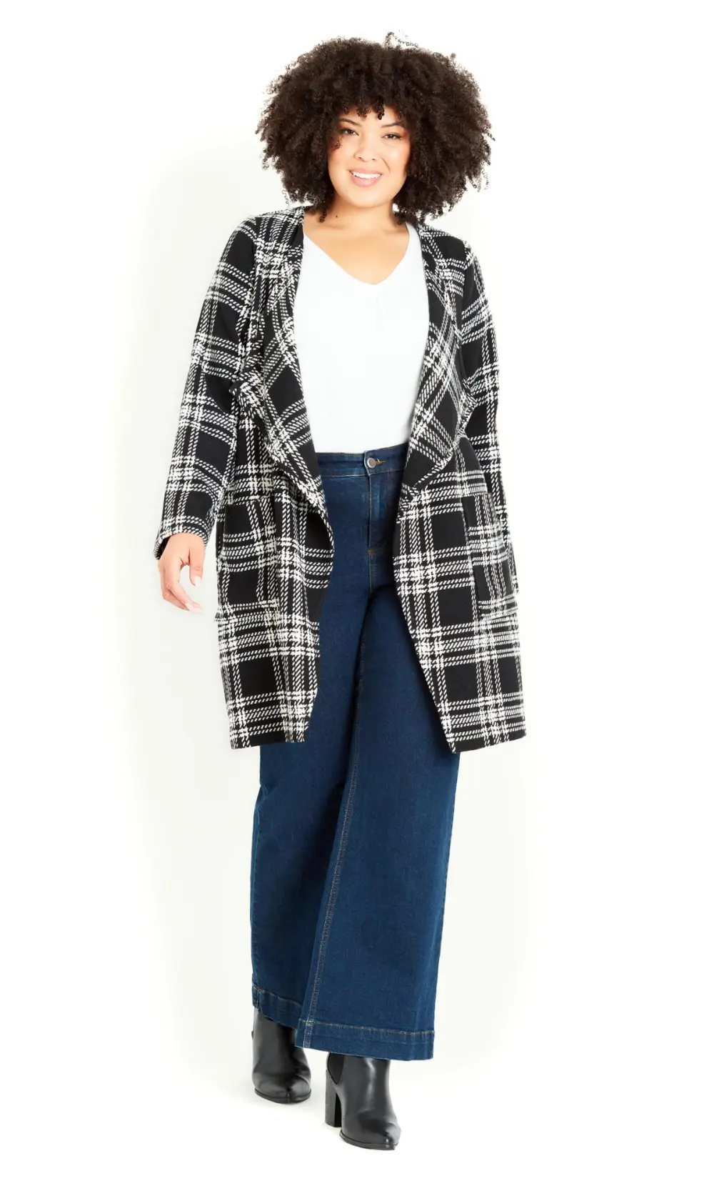 Evans Black Checked Waterfall Jacket