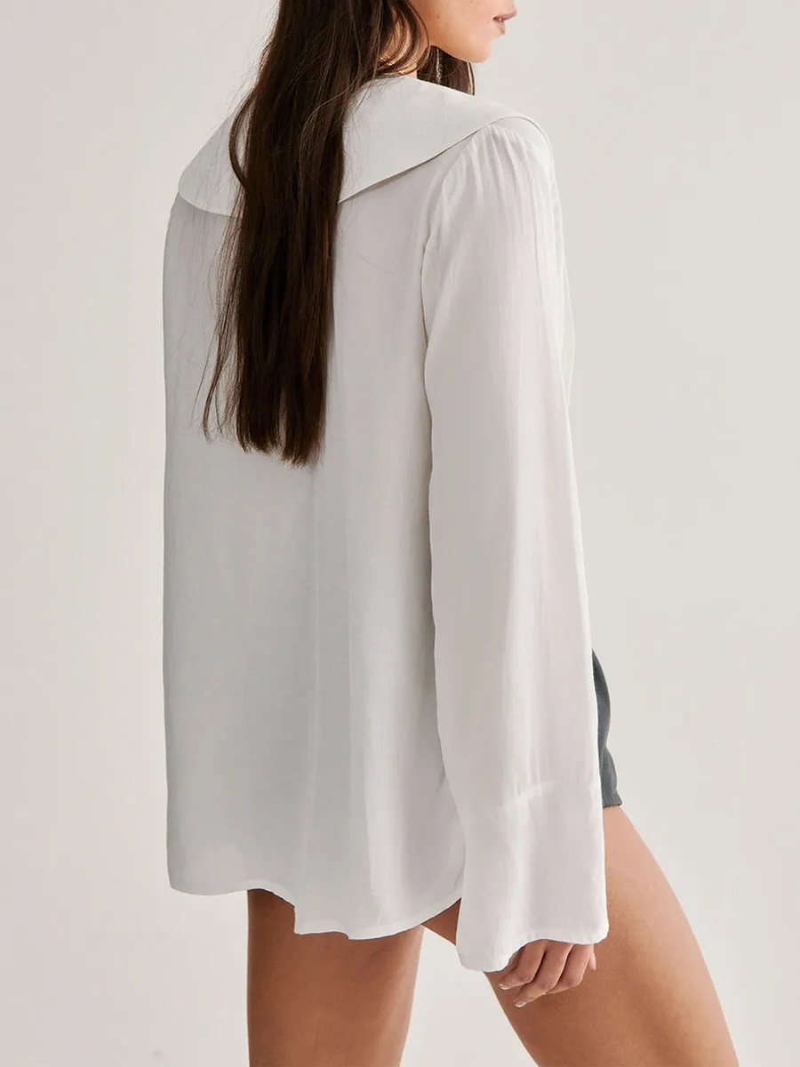 Women'S White Oversized Collar Shirt