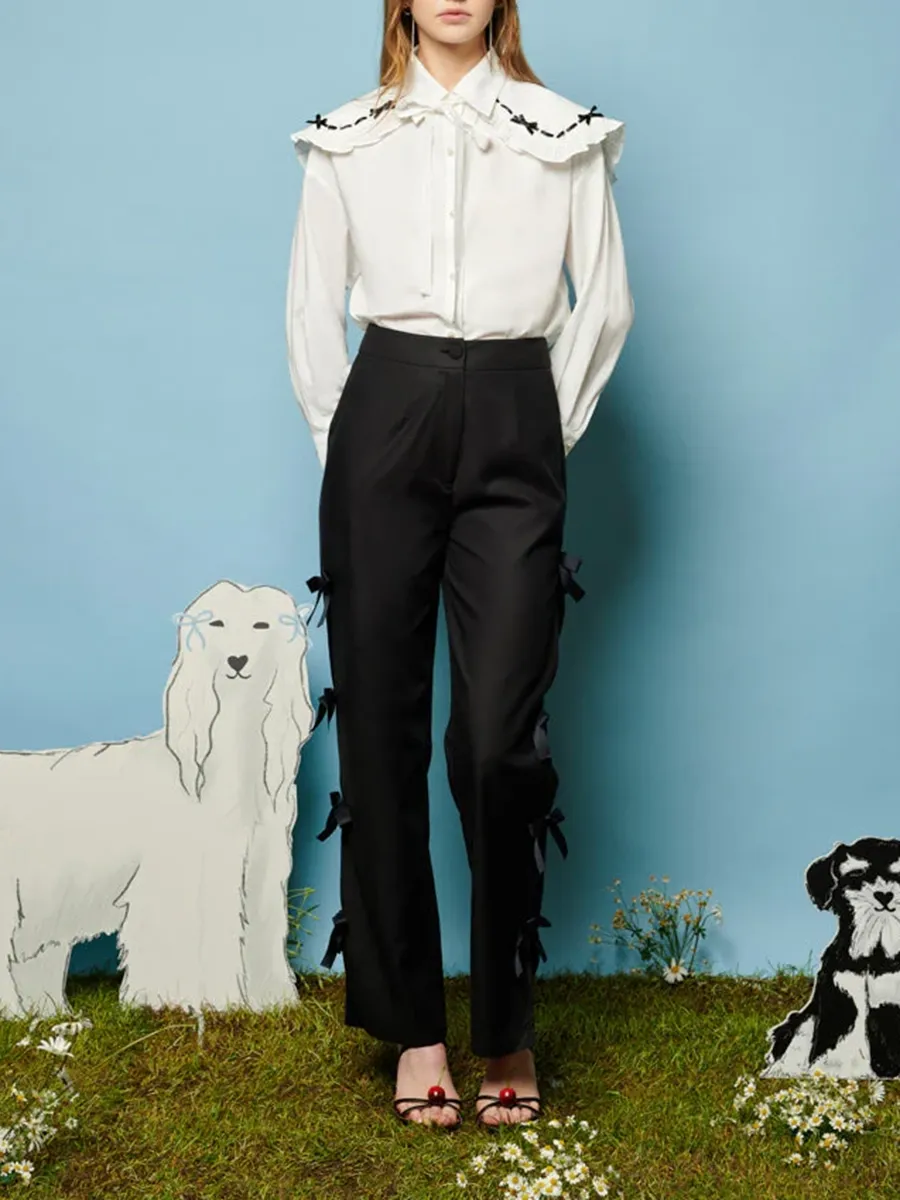 Casual Style Bow Trousers
