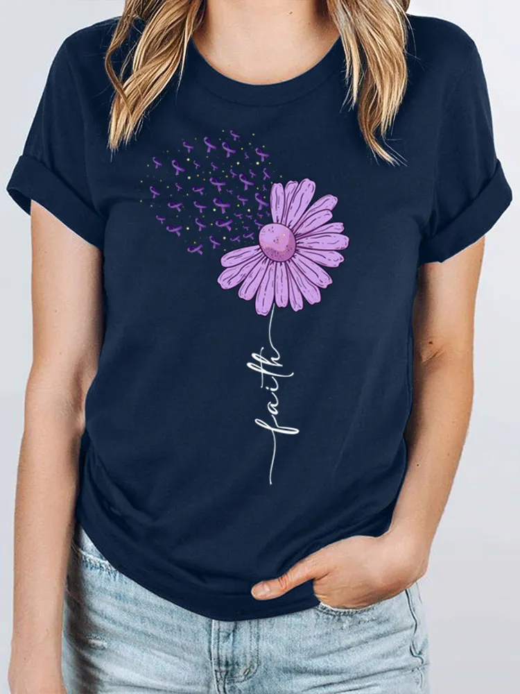 Women'S Alzheimer'S Awareness Printed Short Sleeve T-Shirt