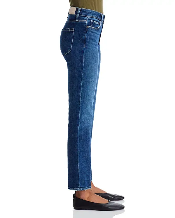 Blue Straight Leg Raw Edge Jeans