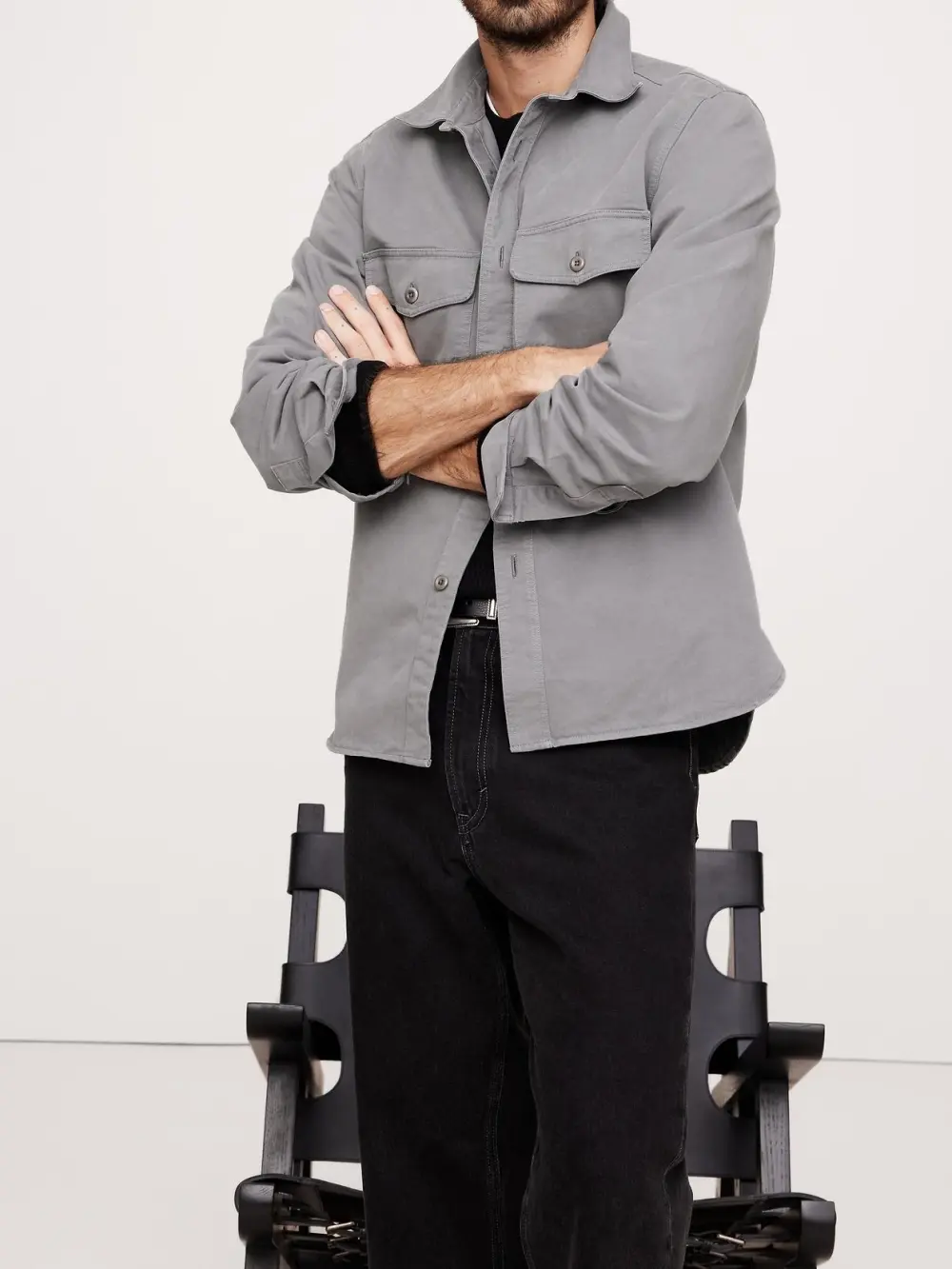 Men's Cinders Gray Stylish Casual Cotton Jacket