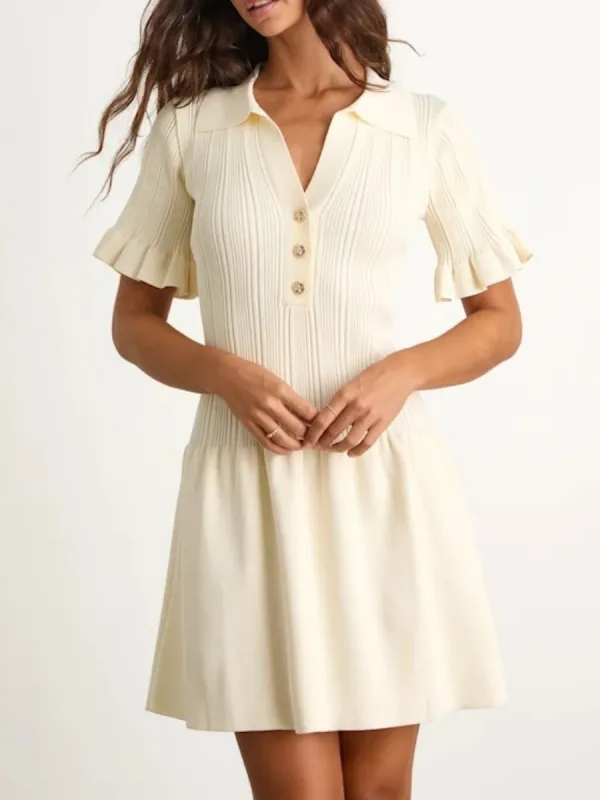 Casual Knit Polo Dress
