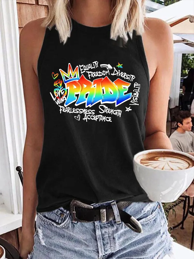Women's Gay Day Pride Day Crew Neck Vest