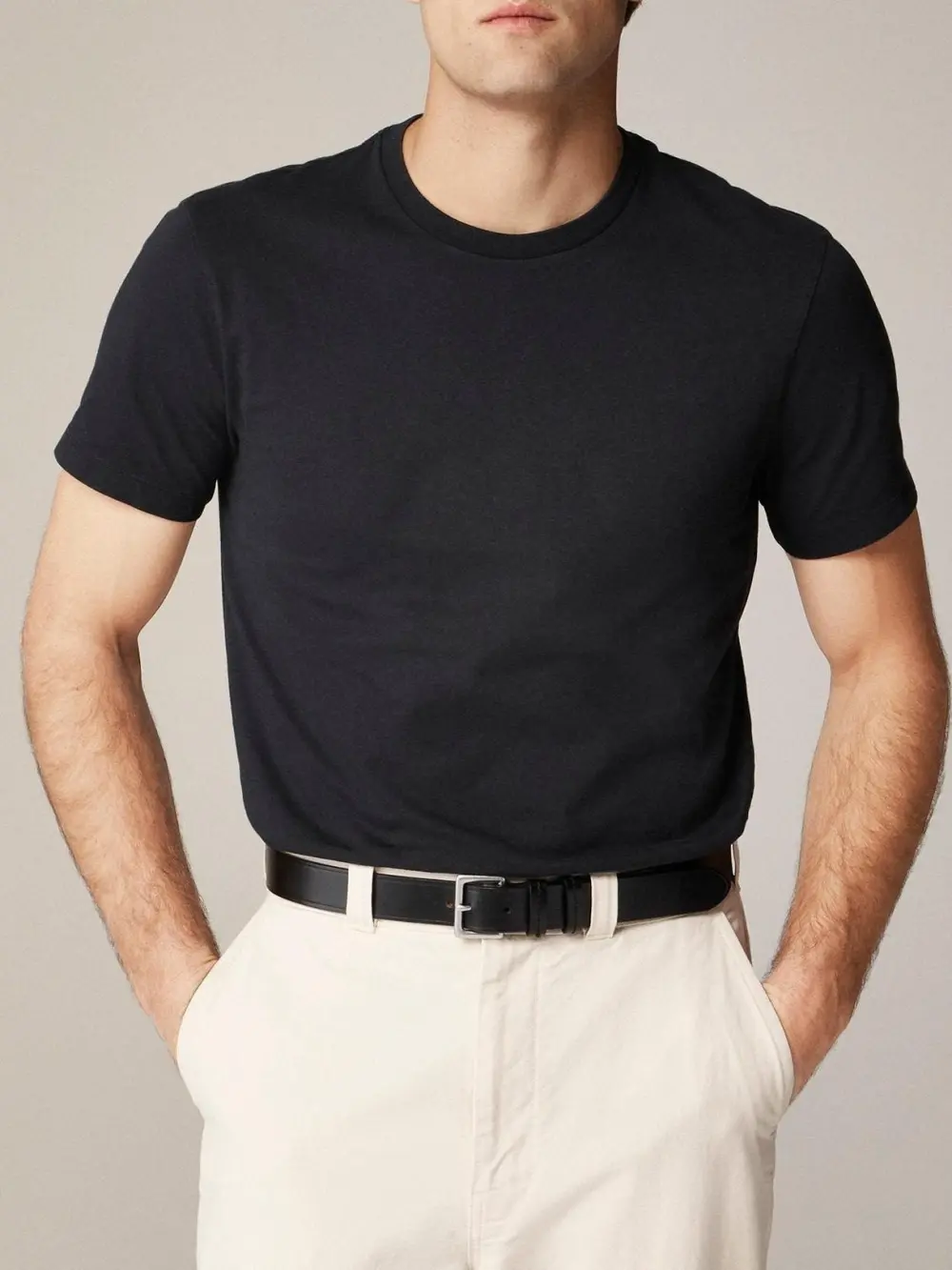 Black Short Sleeve Round Neck Broken T-Shirt