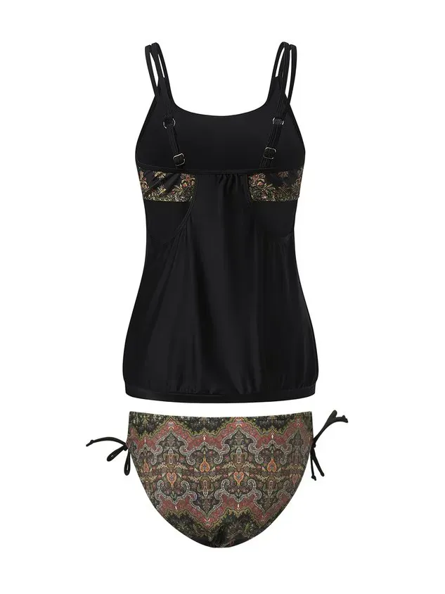 Vacation Ethnic Printing Spaghetti Tankinis Two-Piece Set