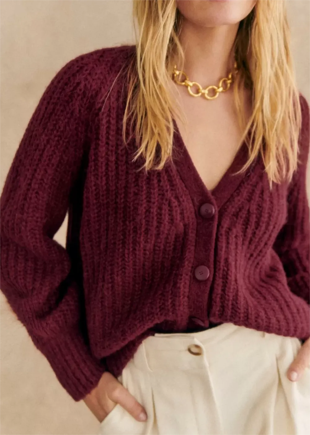 Ribbed Button Front Cardigan