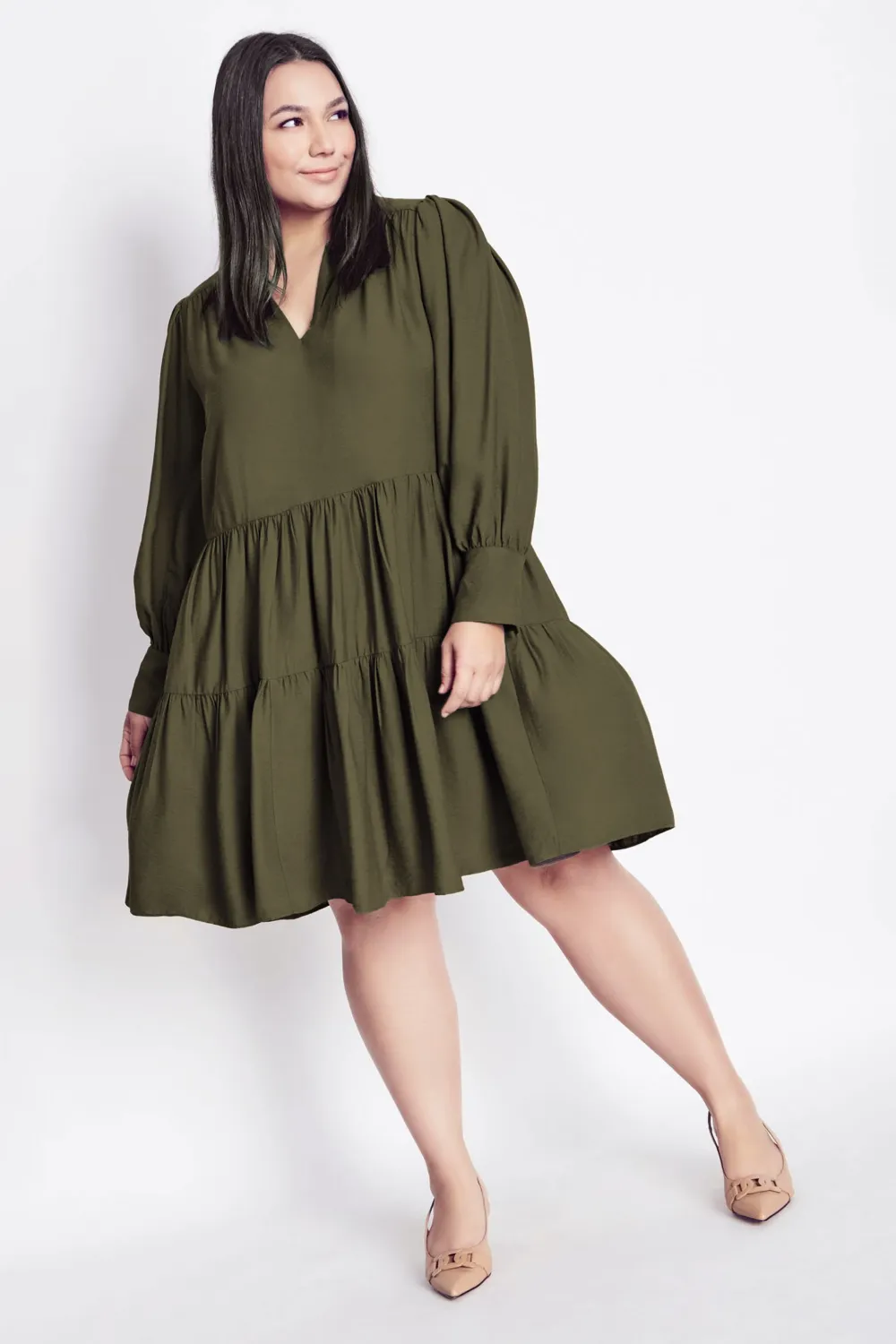 Evans Green Bianca Tiered Dress