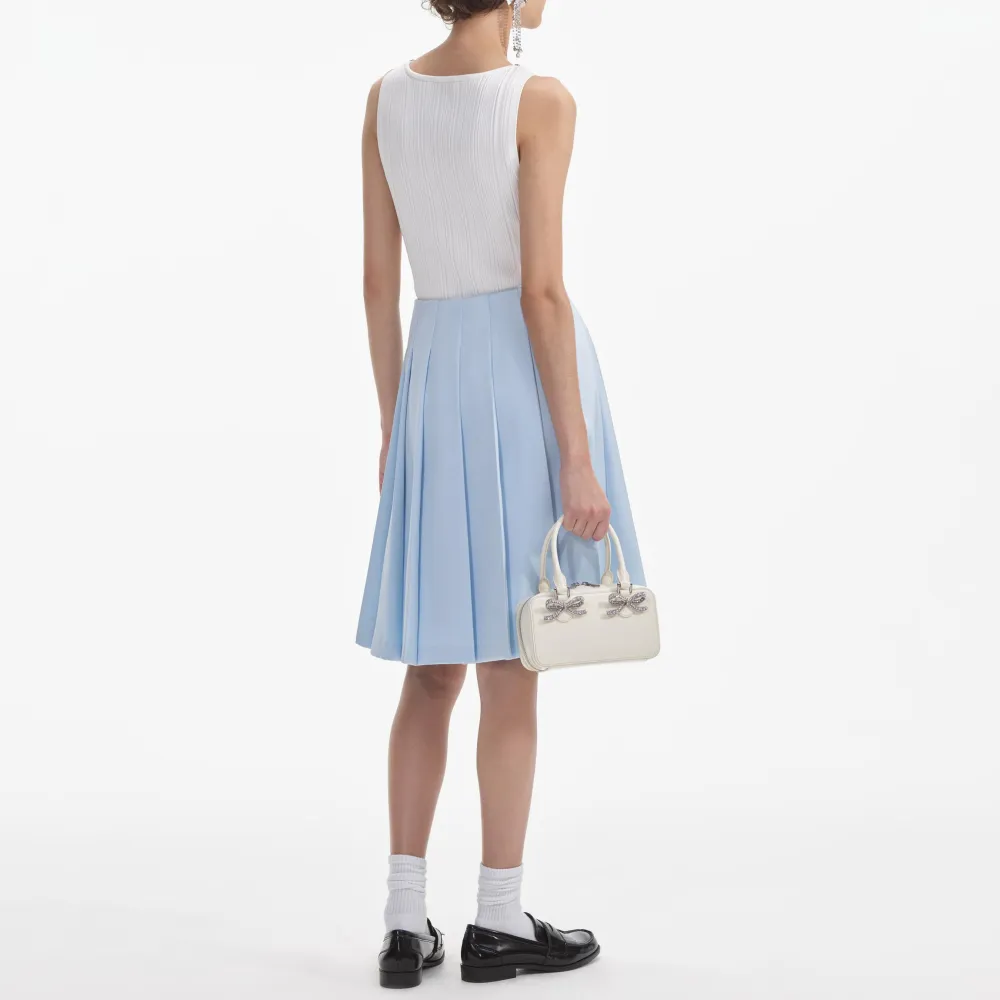 Blue Satin Midi Skirt