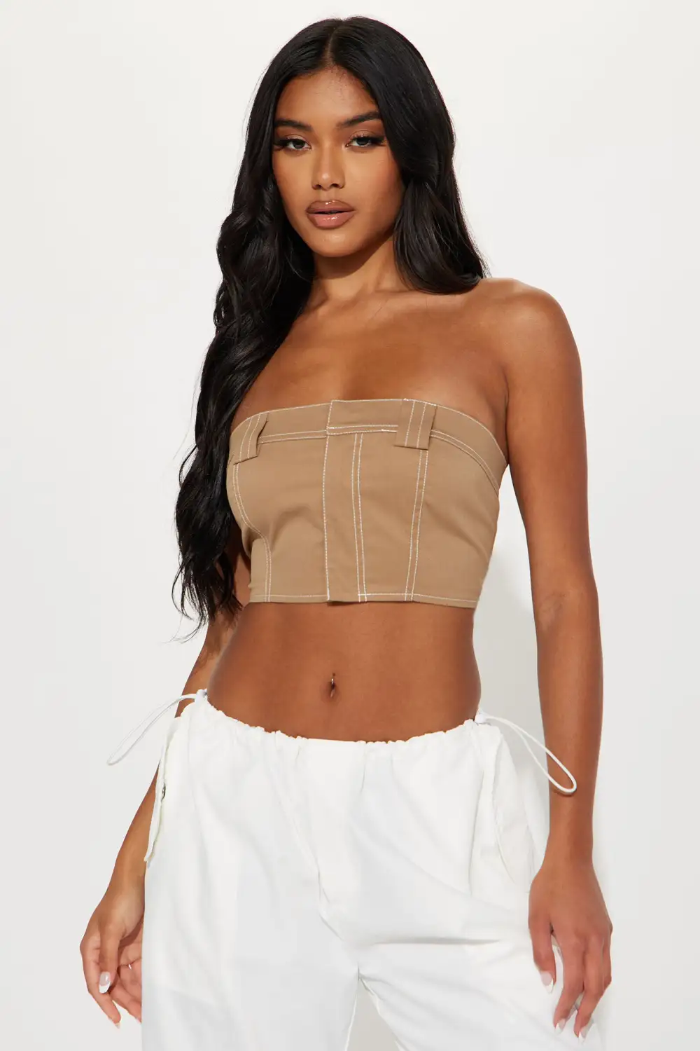 Let's Go Back Tube Top - Taupe