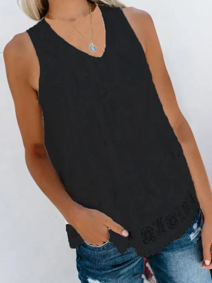 Women's Lace Panel V-Neck Tank Top