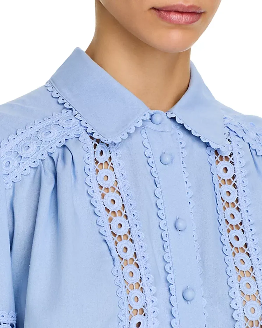 Long Sleeve Lace Button Up Shirt