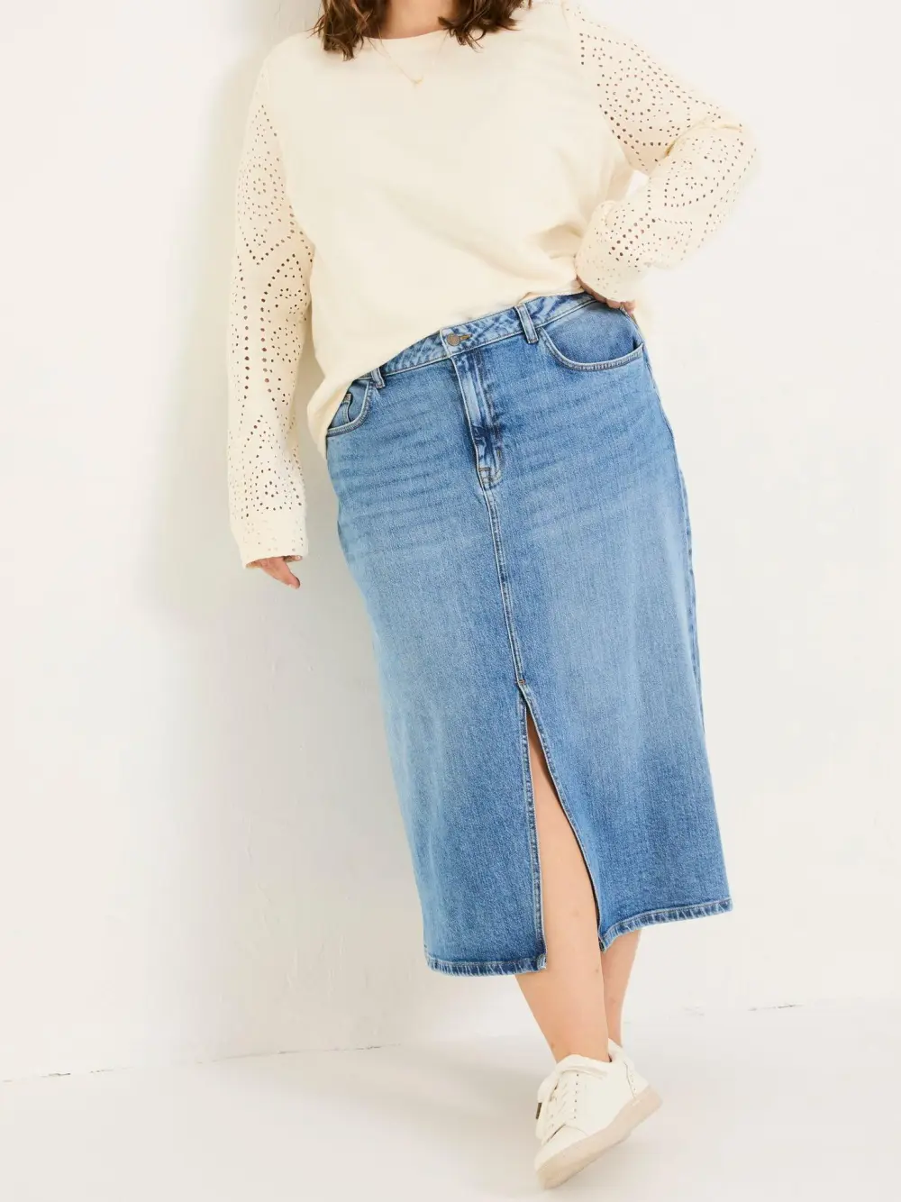 Ivory Broderie Crew 100% Cotton Sweatshirt