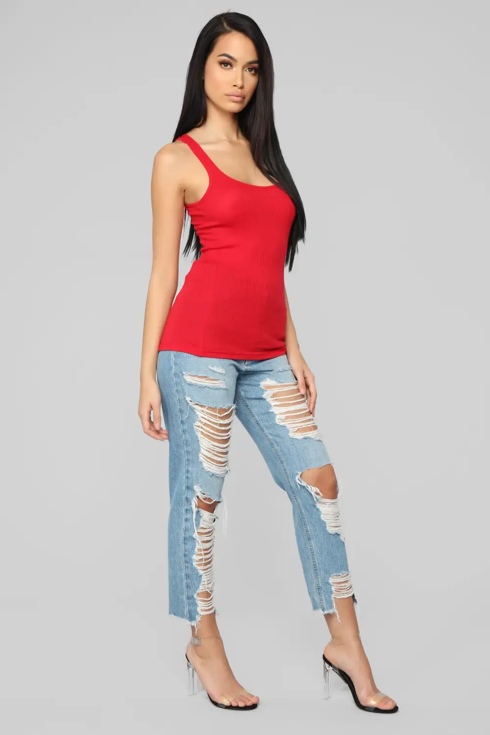 Zoey Racer Back Tank - Red