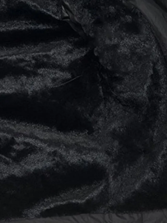 Women's Parka Fleece Puffer Jacket Winter Thicken Coat with Fur Collar Fall Drawstring Warm Heated Jacket with Pockets Long Sleeve Black