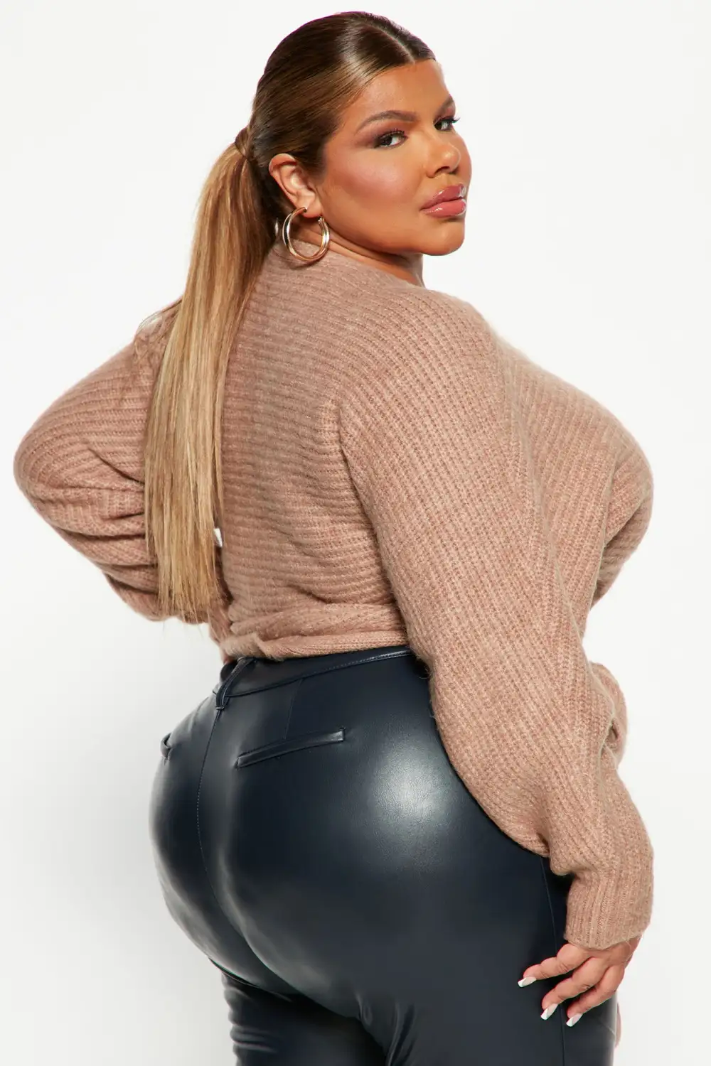 Under Wraps Rib Knit Sweater - Mocha