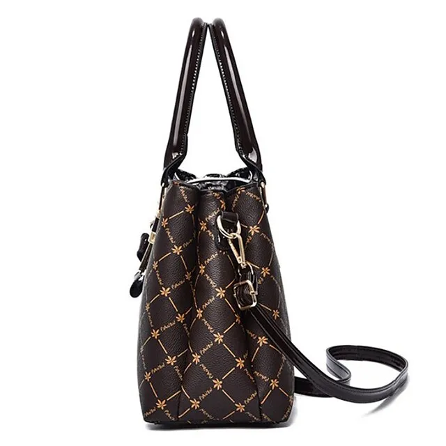 Women's Handbag Crossbody Bag PU Leather Daily Bowknot Large Capacity Plaid dark maple leaf with coffee Light Maple with Naturals Dark Maple with Naturals