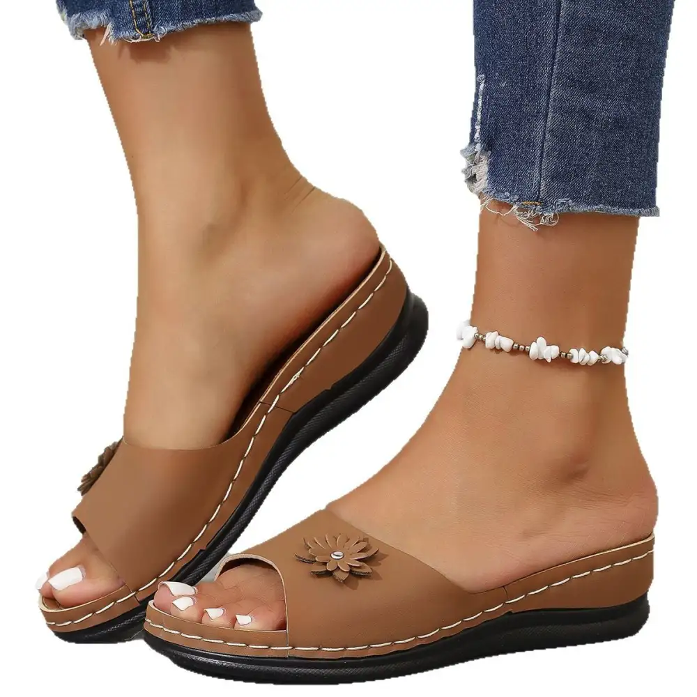 Strappy Peep Toe Slide Sandals