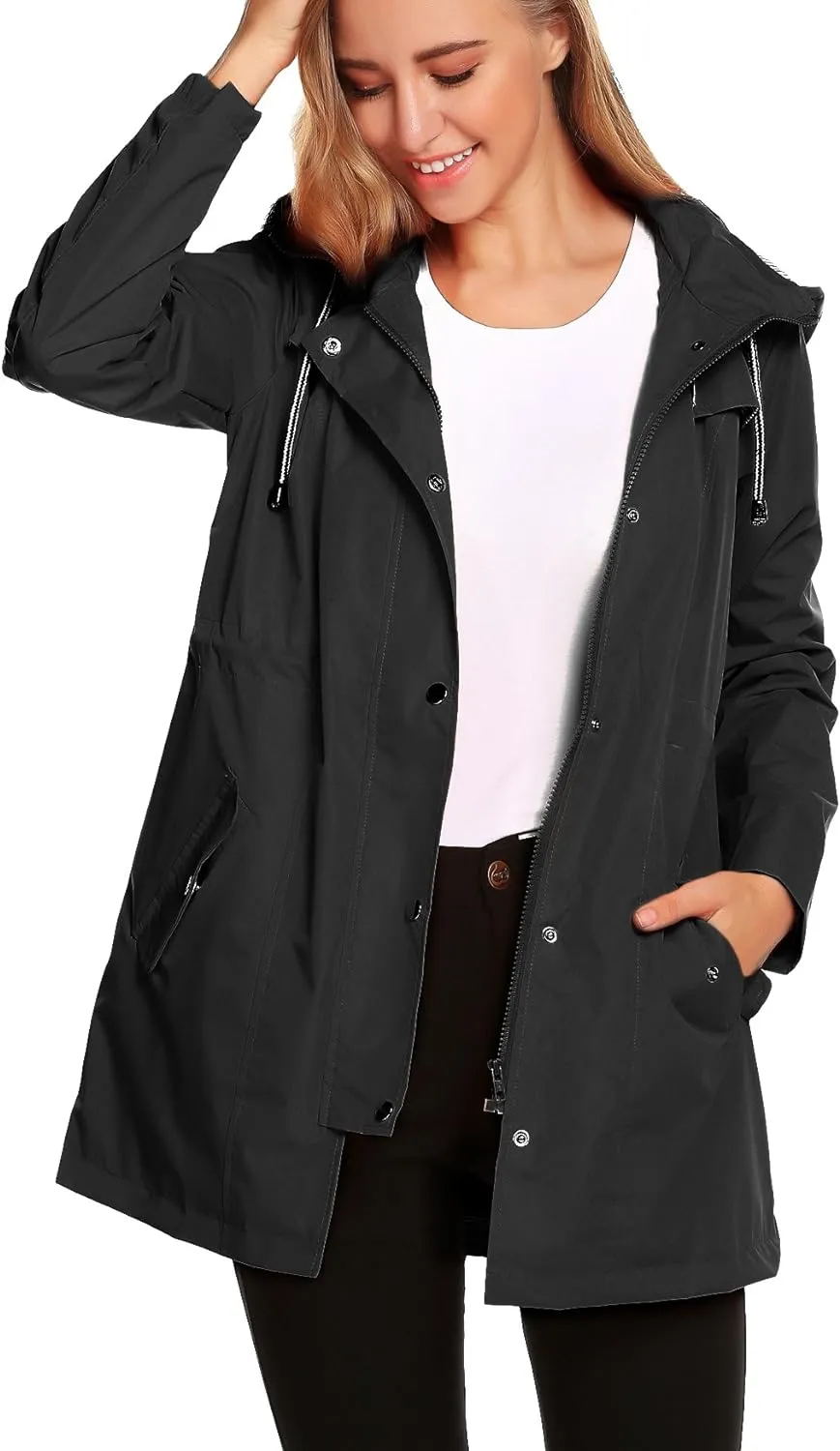 Womens Lightweight Hooded Waterproof Active Outdoor Rain Jacket S-XXL