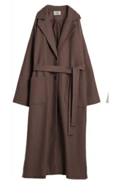 Oversized Solid Lapel Casual Coat