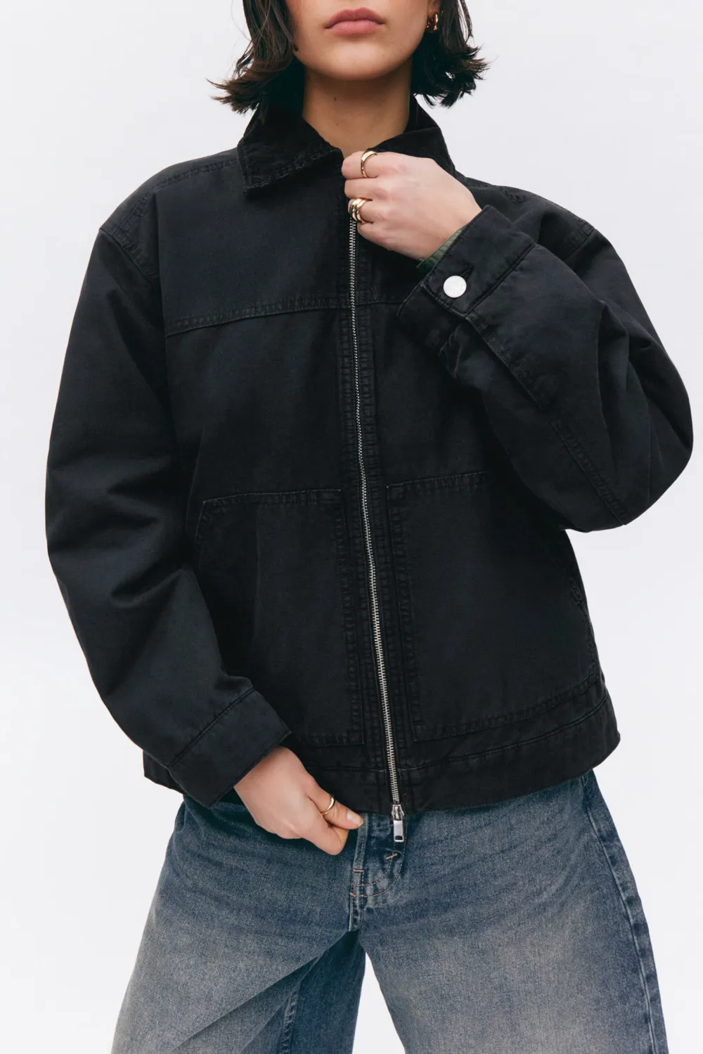 Zip Up Drop Shoulder Jacket