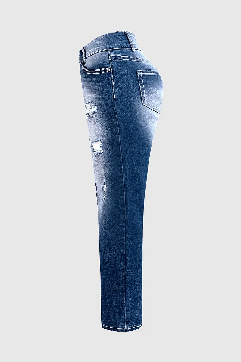 Distressed Low Rise Bootcut Jeans