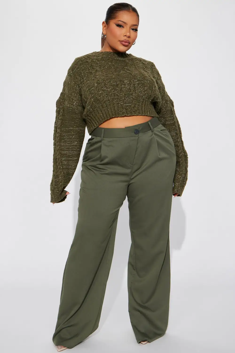 Fair Trade Cable Knit Sweater - Olive