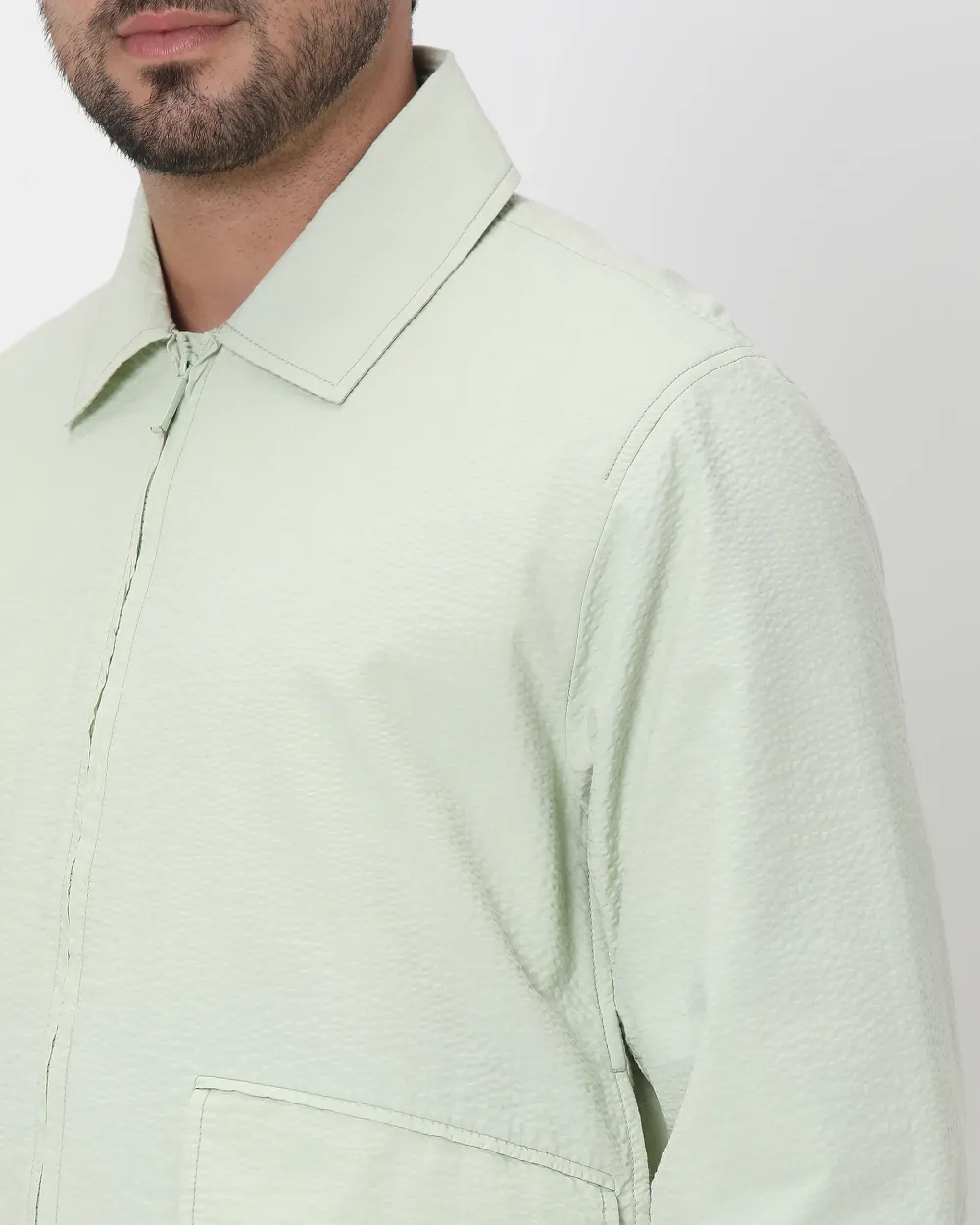Versatile Comfortable Slim-Fit Light Green Cotton Jacket