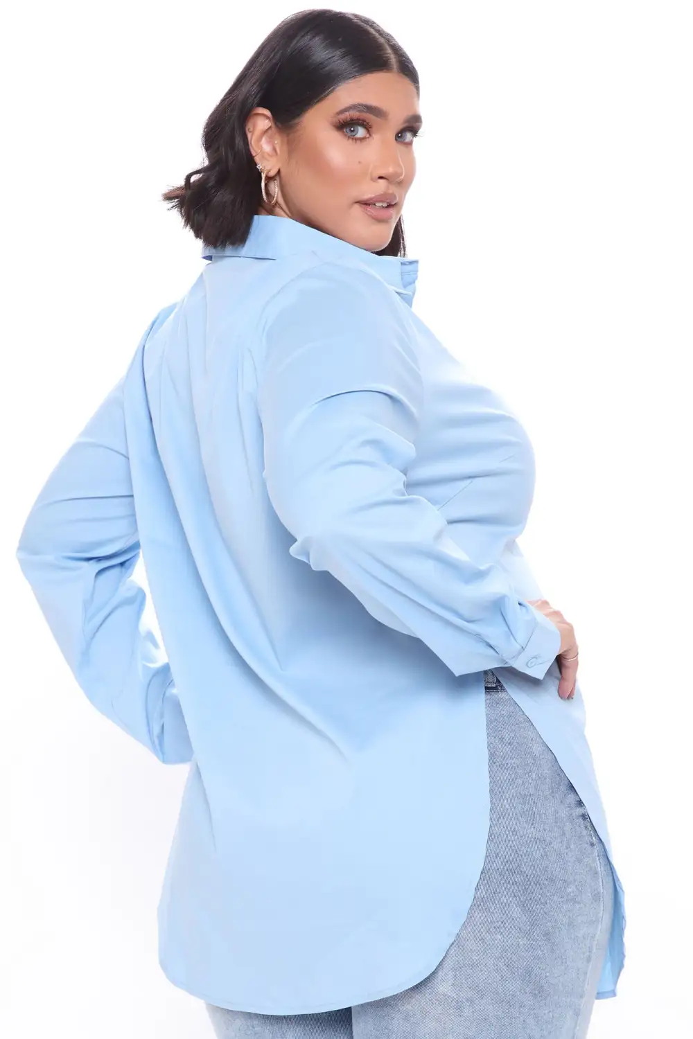 Tres Chic Poplin Shirt - Blue