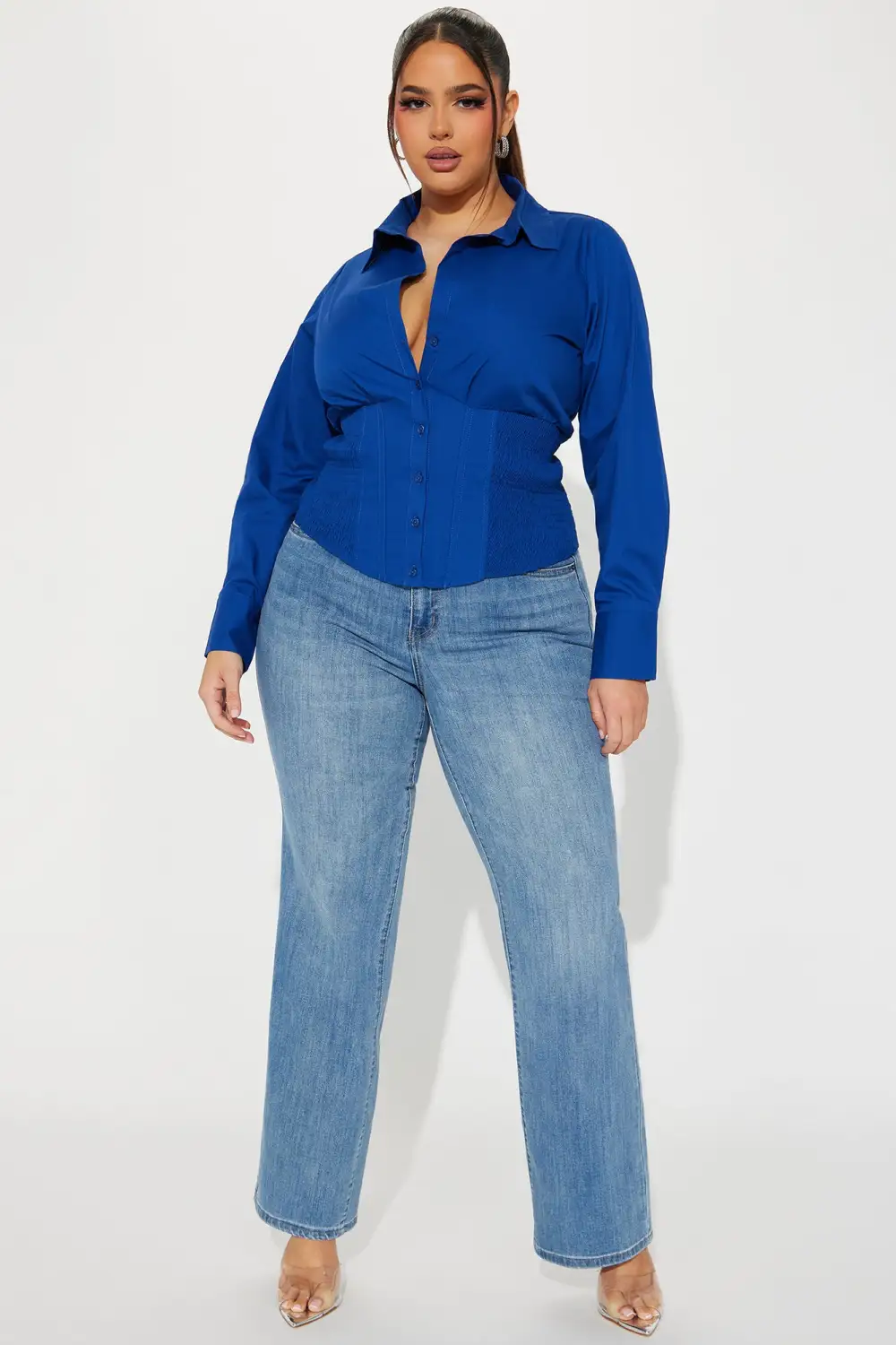 Endless Talks Corset Shirt - Blue