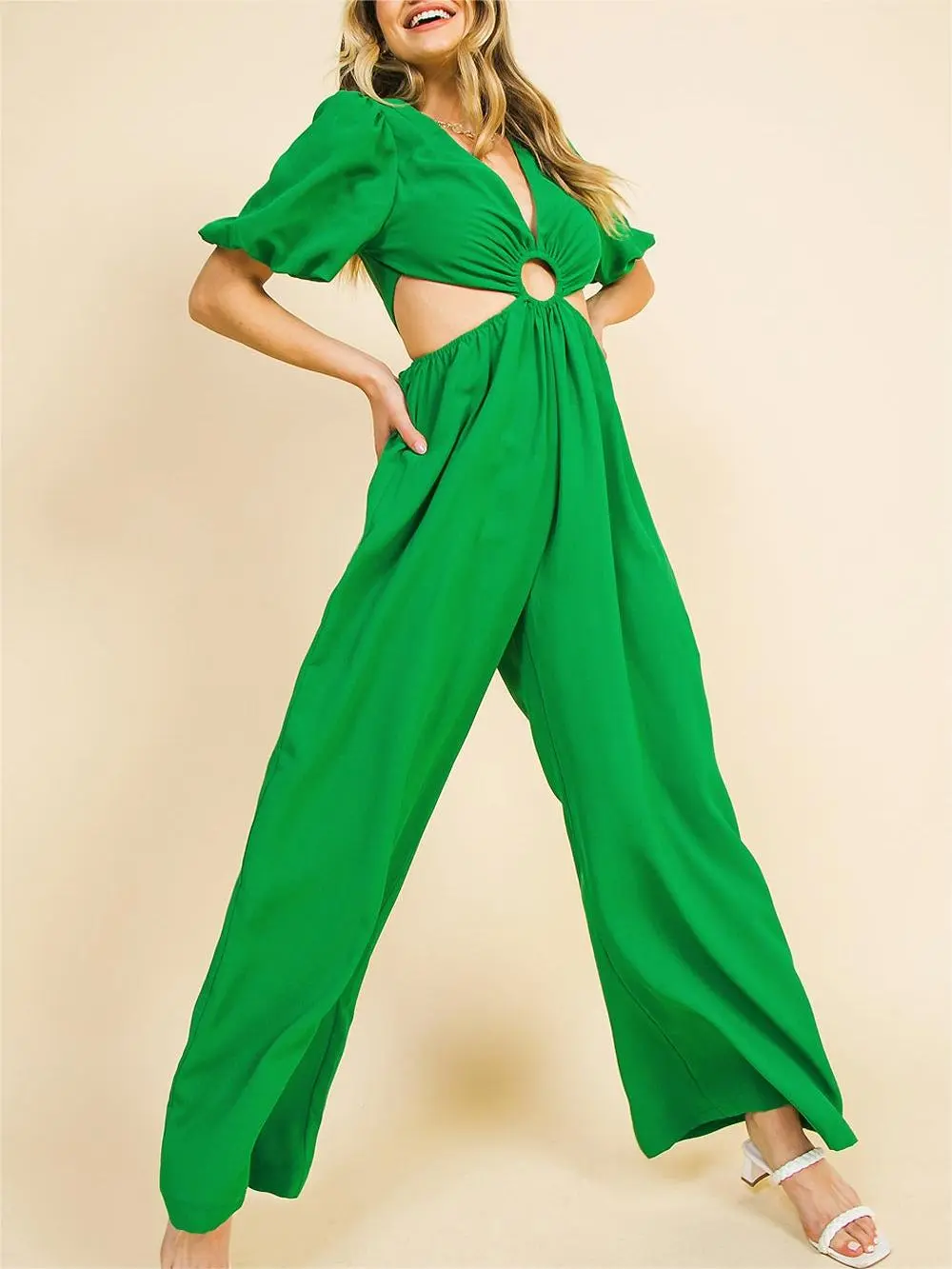 Cutout Short Sleeve Jumpsuit
