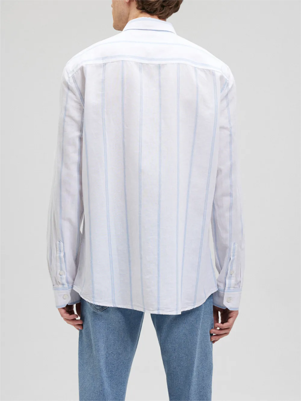 White Pinstriped Button - Down Shirt