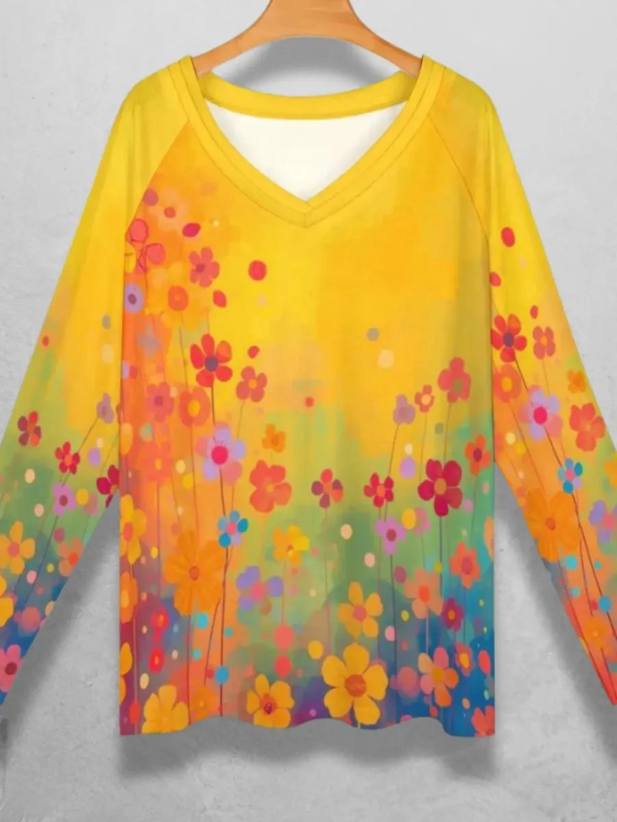 Bloom V-Neck Long Sleeve Tee