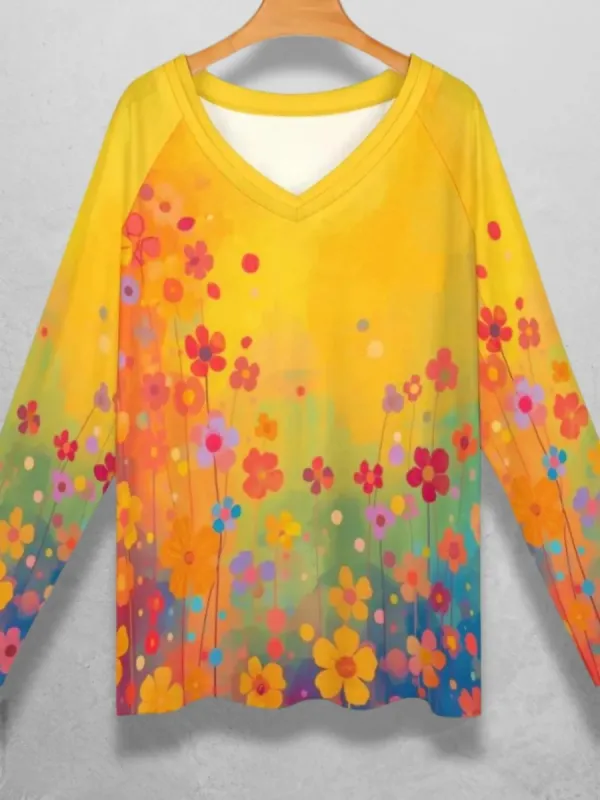 Bloom V-Neck Long Sleeve Tee