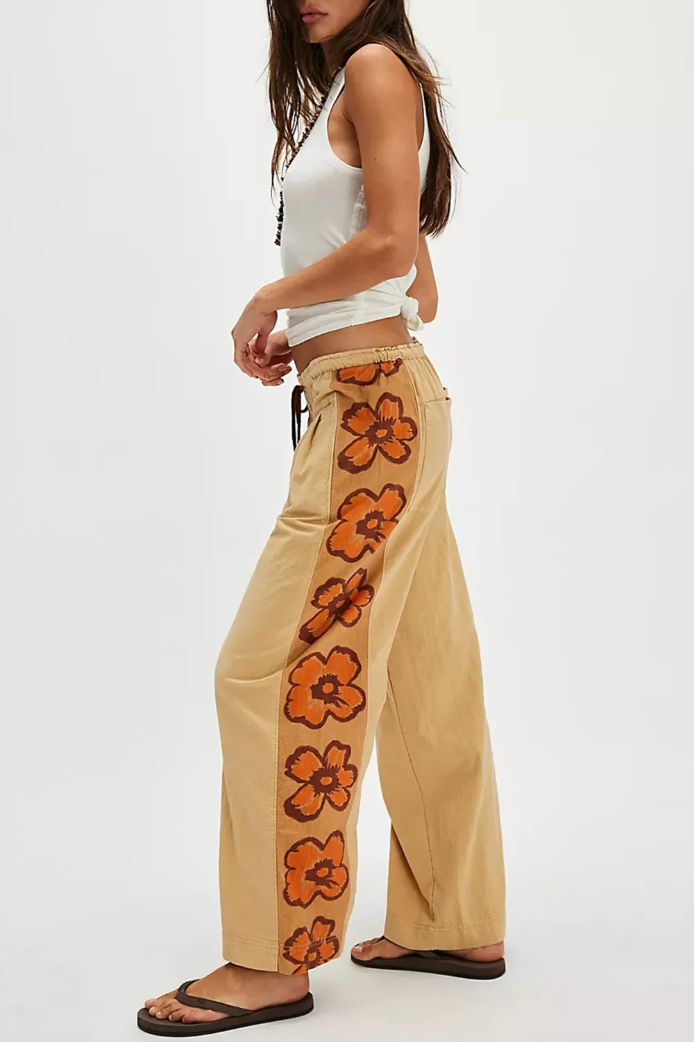Drawstring Waist Wide Leg Pants