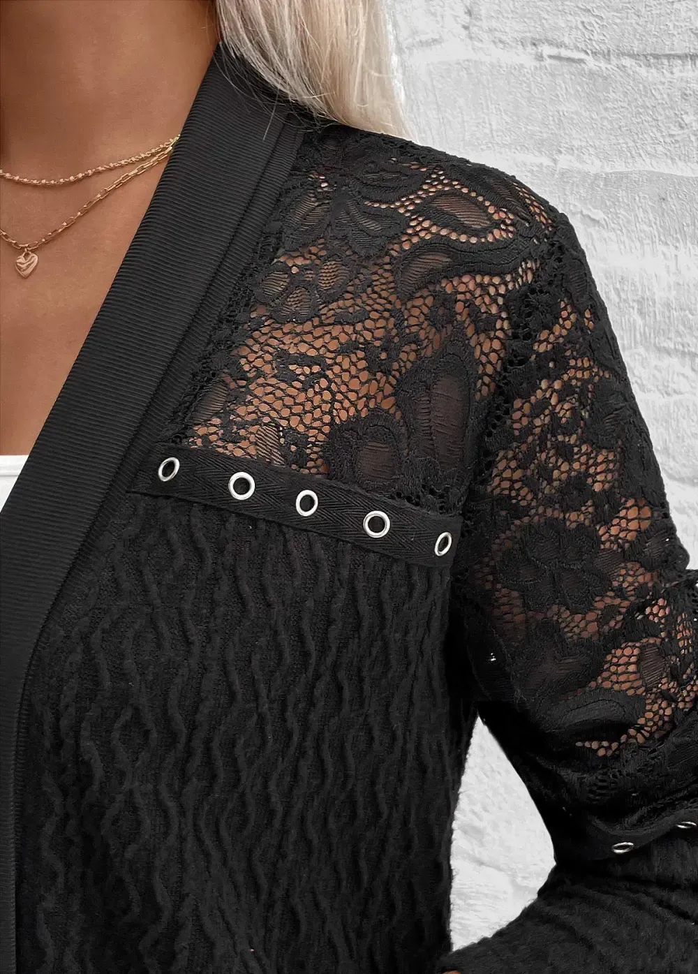 Long Sleeve Black Patchwork Light Cardigan