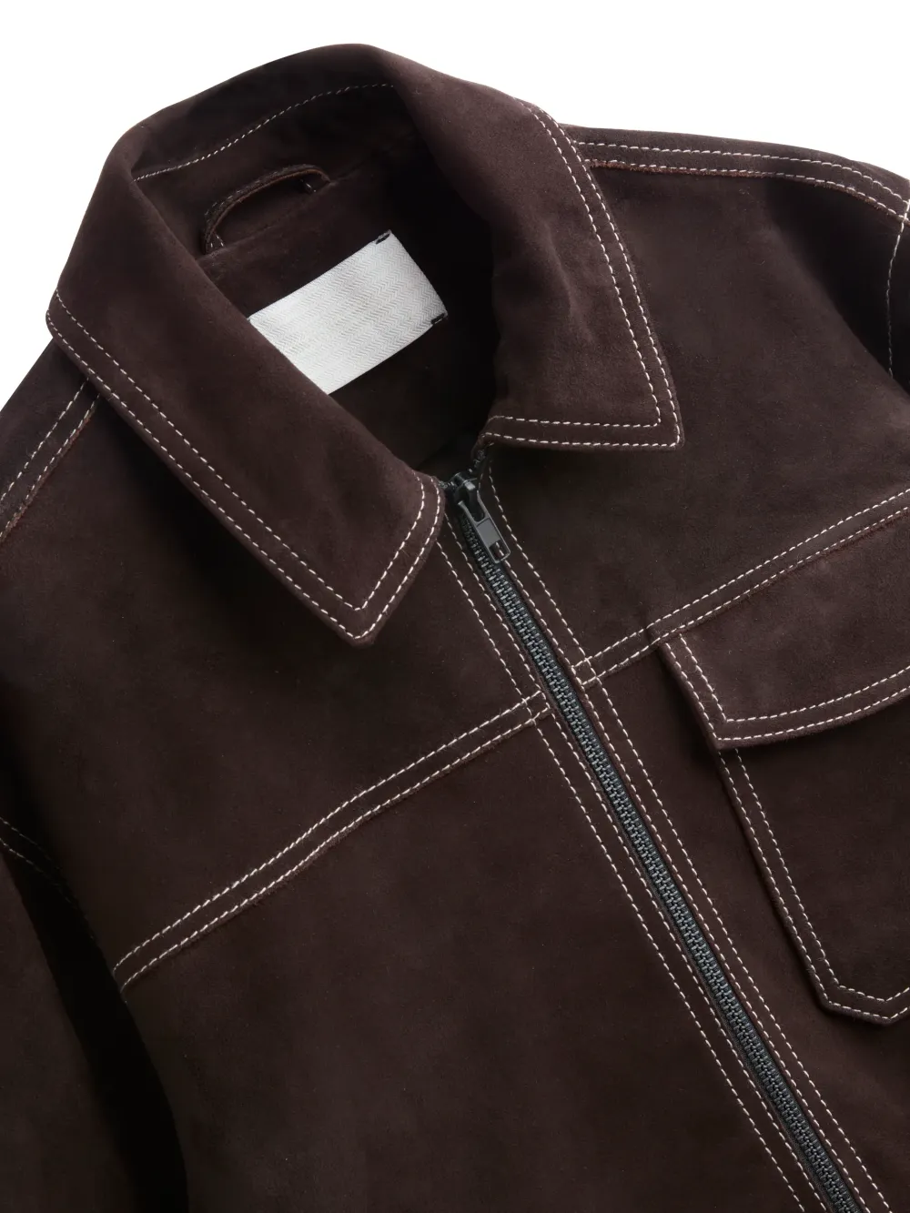 Zip-Up Suede Chocolate Brown Jacket