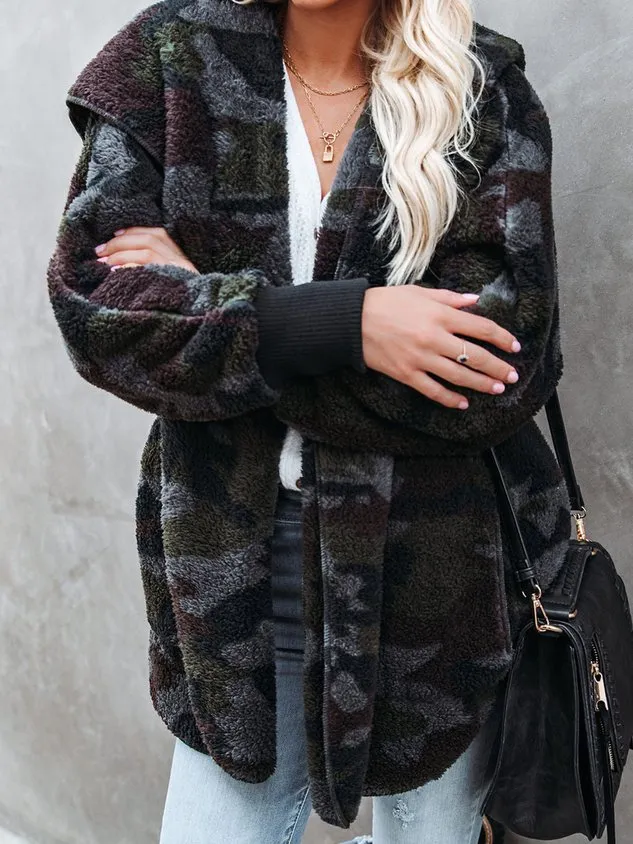 Loose Fluff/Granular Fleece Fabric Casual Teddy Jacket