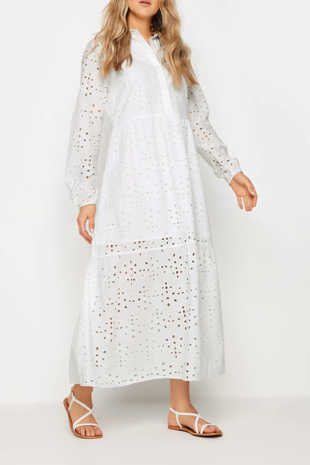 White Casual Style Maxi Shirt Dress