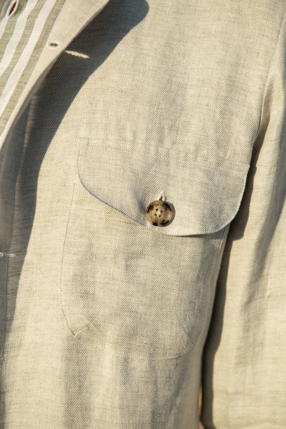 Herringbone Linen Safari Jacket