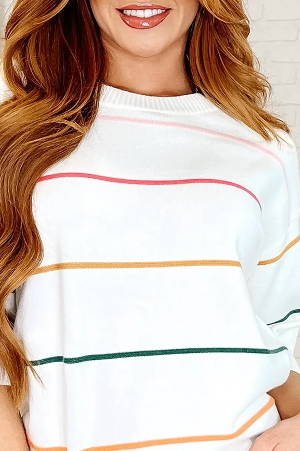 Daily Commute  White Crew Neck Sweater