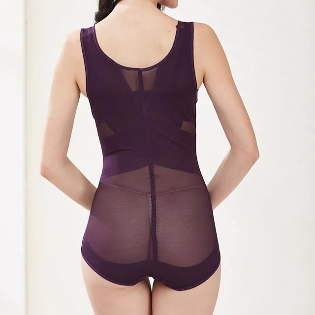Corset Women's Bodysuits Shapewears Home Office Christmas Bed Plus Size Black Purple Apricot Sport Seamless Sexy Buckle Seamed Criss Cross Classic Tummy Control Solid Color Pure Color Summer Spring