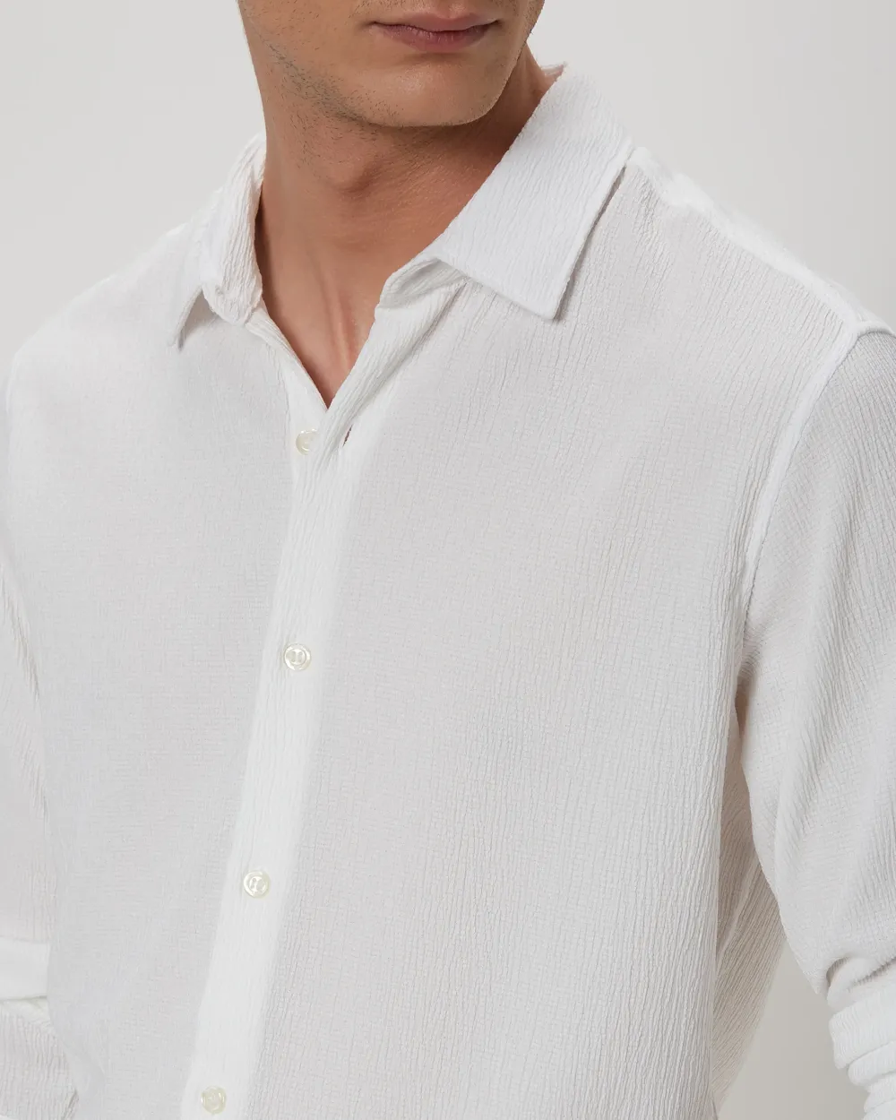 Simple And Soft Slim-Fit Breathable White Shirt