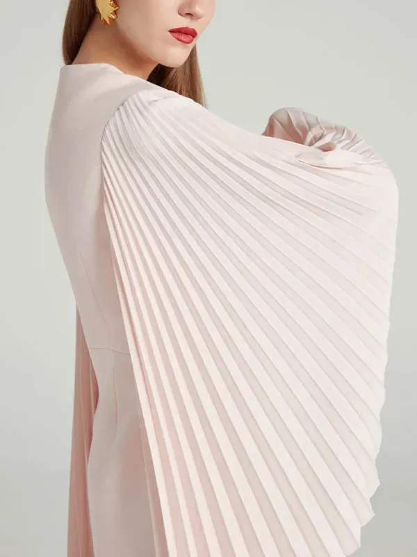 Chiffon pleated sleeve wide leg pants ladies set