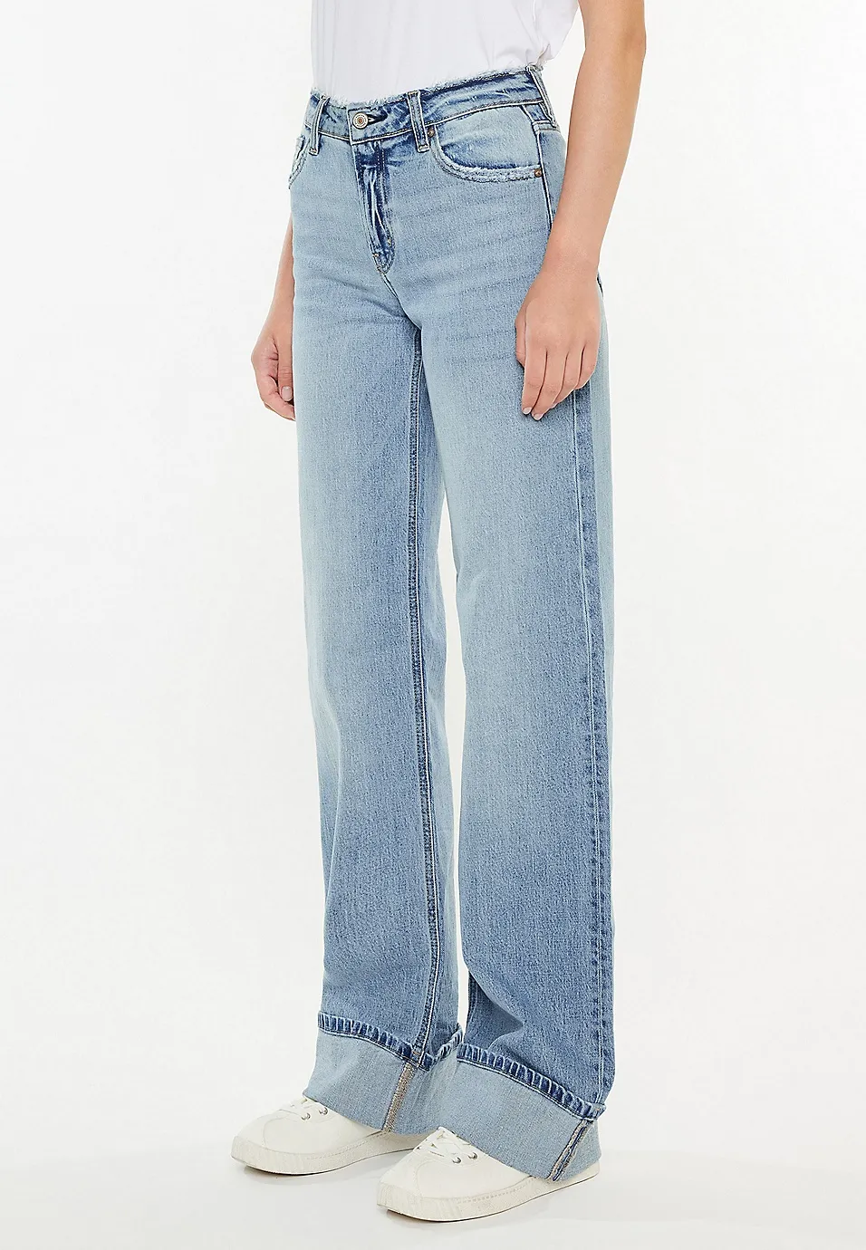 High Rise Cuffed Wide Leg Jean