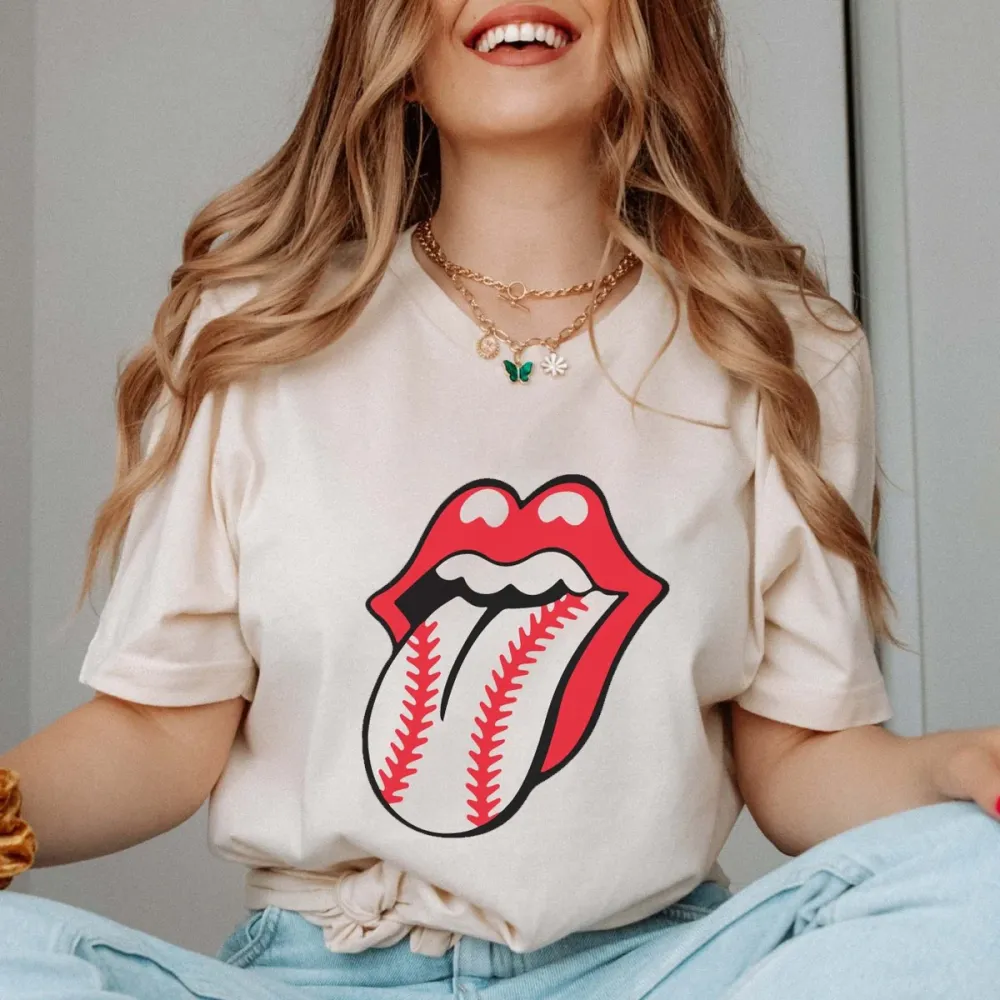 Baseball Season Printed Round Neck Short Sleeve T-Shirt