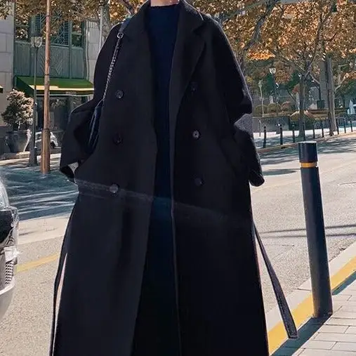 Belt-style Long coat for women Suitable for the Autumn/Winter